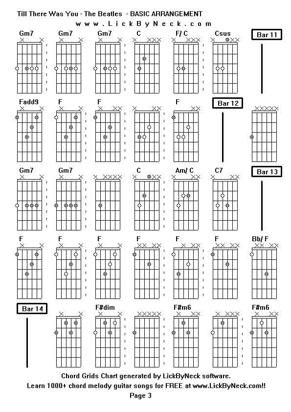 Chord Grids Chart of chord melody fingerstyle guitar song-Till There Was You - The Beatles  - BASIC ARRANGEMENT,generated by LickByNeck software.